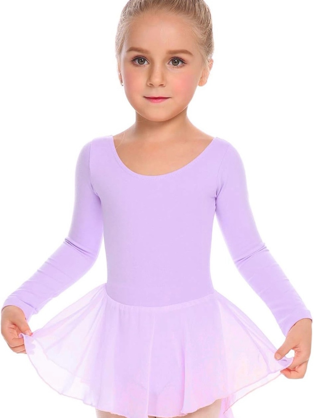 *NWT*Long-Sleeve Lavender Ballet Leotard with Attached Skirt - Kids